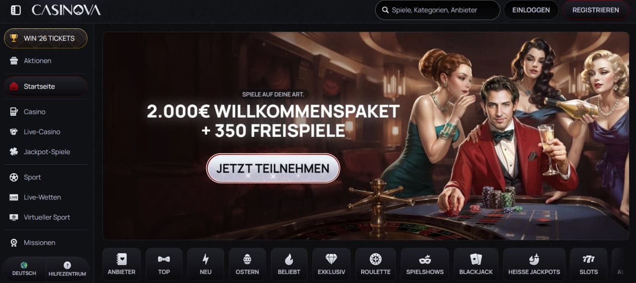 Casinova Casino Testbericht – Erfahrungen, Boni und Spielangebot für Deutschland